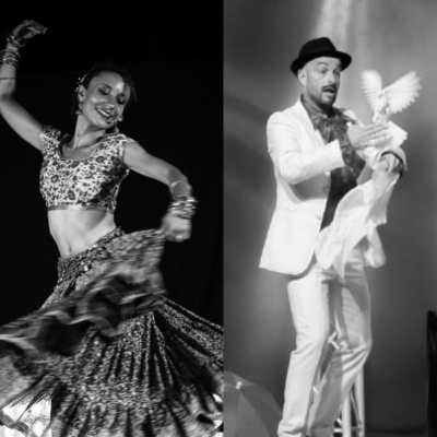 Spectacle Cabaret danses indiennes et Magie. Duo avec Gérald Garnache et Manon Scho.